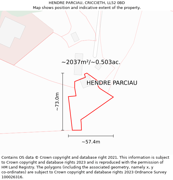 HENDRE PARCIAU, CRICCIETH, LL52 0BD: Plot and title map