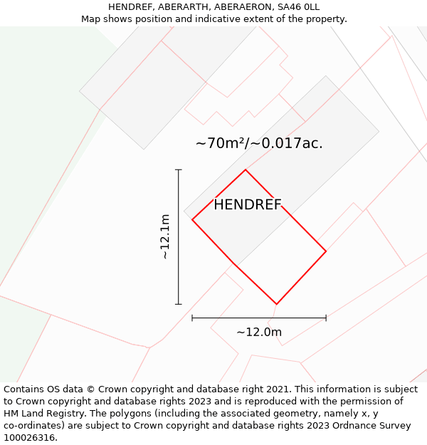 HENDREF, ABERARTH, ABERAERON, SA46 0LL: Plot and title map