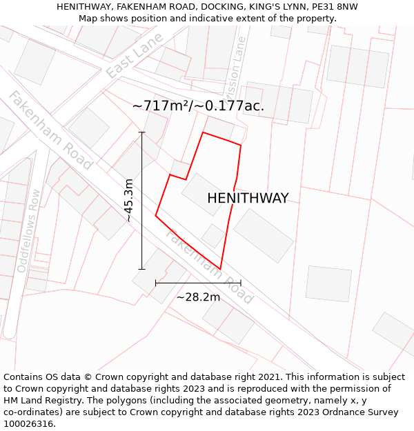 HENITHWAY, FAKENHAM ROAD, DOCKING, KING'S LYNN, PE31 8NW: Plot and title map