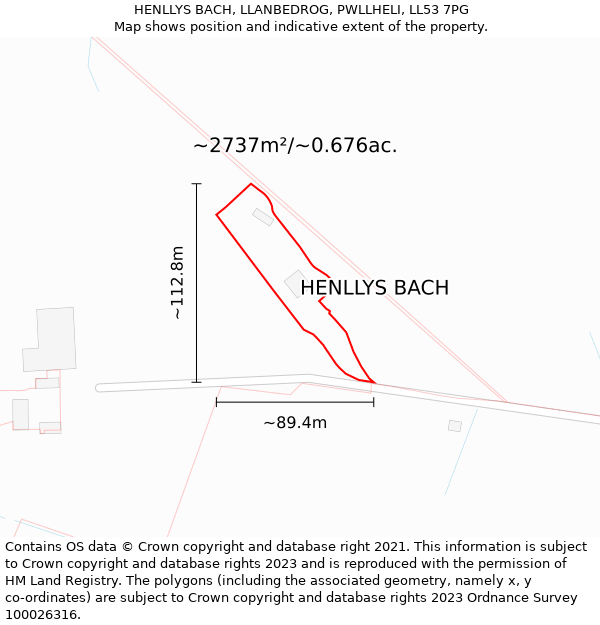 HENLLYS BACH, LLANBEDROG, PWLLHELI, LL53 7PG: Plot and title map