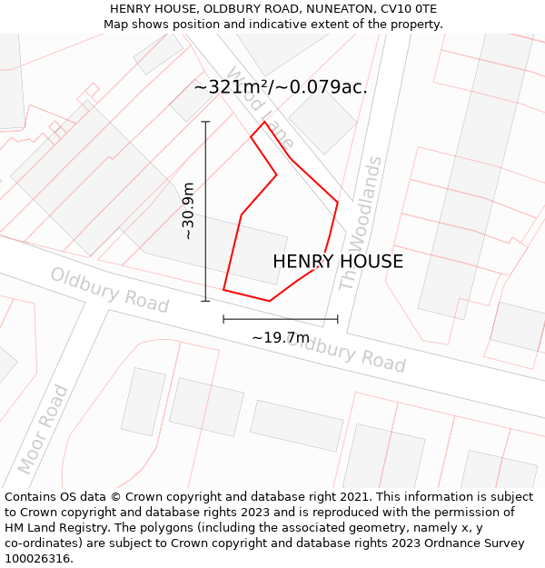 HENRY HOUSE, OLDBURY ROAD, NUNEATON, CV10 0TE: Plot and title map