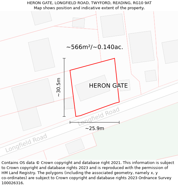 HERON GATE, LONGFIELD ROAD, TWYFORD, READING, RG10 9AT: Plot and title map