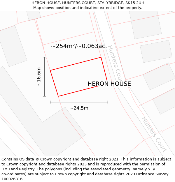 HERON HOUSE, HUNTERS COURT, STALYBRIDGE, SK15 2UH: Plot and title map