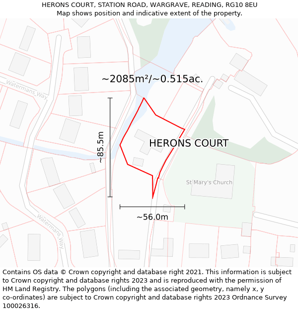 HERONS COURT, STATION ROAD, WARGRAVE, READING, RG10 8EU: Plot and title map