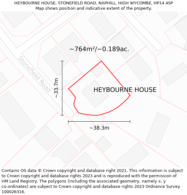 HEYBOURNE HOUSE, STONEFIELD ROAD, NAPHILL, HIGH WYCOMBE, HP14 4SP: Plot and title map