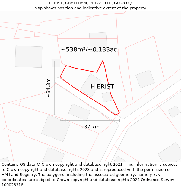 HIERIST, GRAFFHAM, PETWORTH, GU28 0QE: Plot and title map