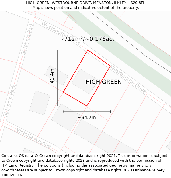 HIGH GREEN, WESTBOURNE DRIVE, MENSTON, ILKLEY, LS29 6EL: Plot and title map