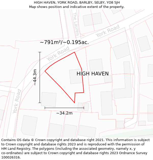 HIGH HAVEN, YORK ROAD, BARLBY, SELBY, YO8 5JH: Plot and title map