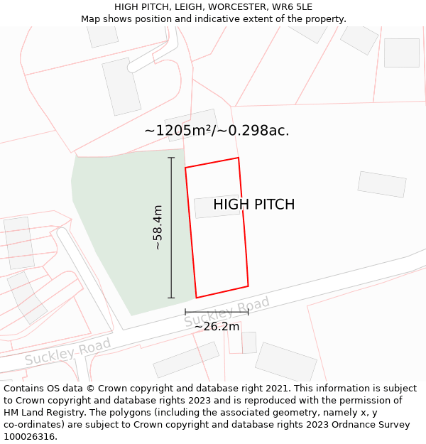 HIGH PITCH, LEIGH, WORCESTER, WR6 5LE: Plot and title map