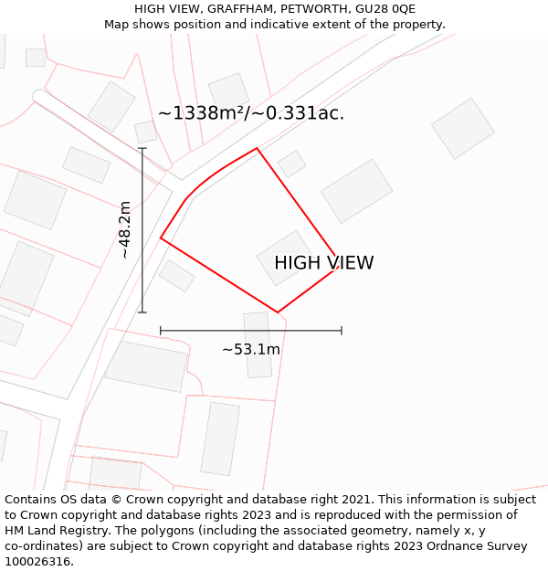 HIGH VIEW, GRAFFHAM, PETWORTH, GU28 0QE: Plot and title map