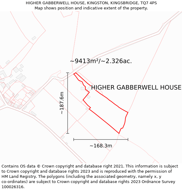 HIGHER GABBERWELL HOUSE, KINGSTON, KINGSBRIDGE, TQ7 4PS: Plot and title map
