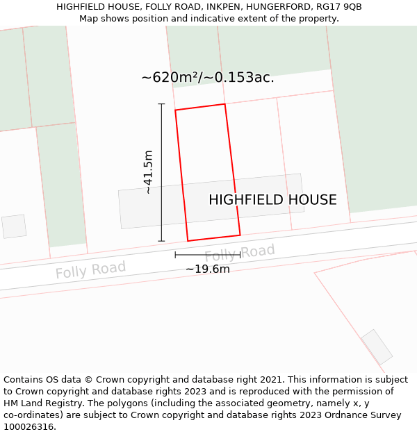 HIGHFIELD HOUSE, FOLLY ROAD, INKPEN, HUNGERFORD, RG17 9QB: Plot and title map
