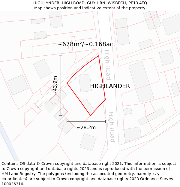 HIGHLANDER, HIGH ROAD, GUYHIRN, WISBECH, PE13 4EQ: Plot and title map