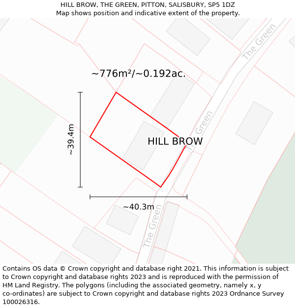 HILL BROW, THE GREEN, PITTON, SALISBURY, SP5 1DZ: Plot and title map
