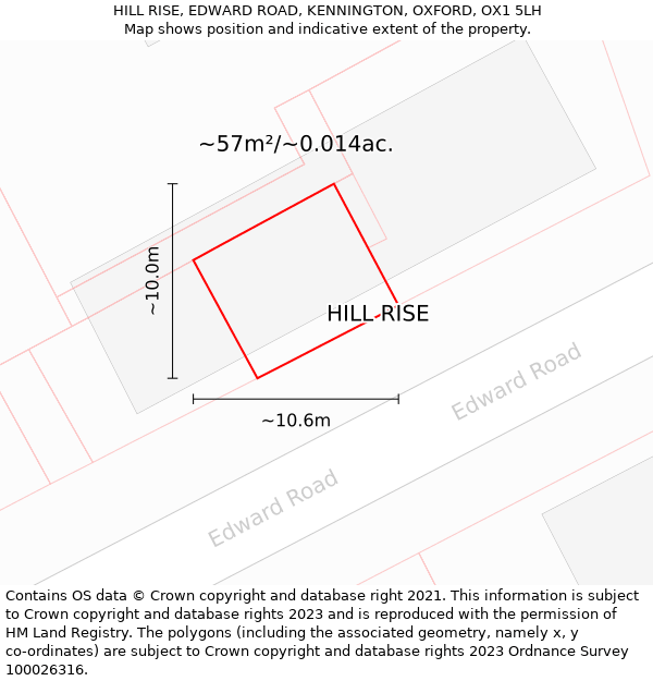 HILL RISE, EDWARD ROAD, KENNINGTON, OXFORD, OX1 5LH: Plot and title map