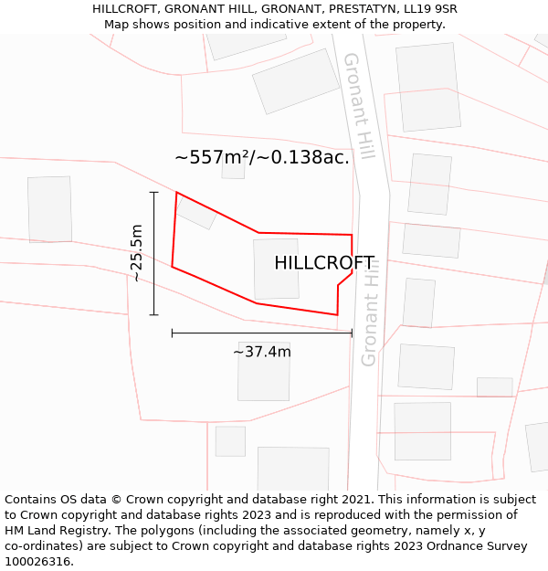 HILLCROFT, GRONANT HILL, GRONANT, PRESTATYN, LL19 9SR: Plot and title map