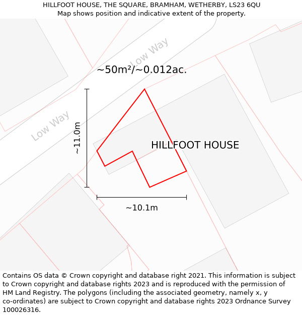 HILLFOOT HOUSE, THE SQUARE, BRAMHAM, WETHERBY, LS23 6QU: Plot and title map