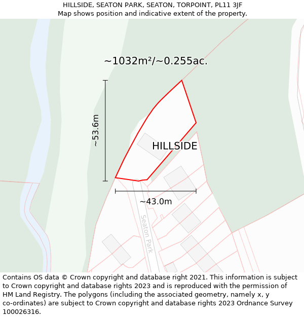 HILLSIDE, SEATON PARK, SEATON, TORPOINT, PL11 3JF: Plot and title map