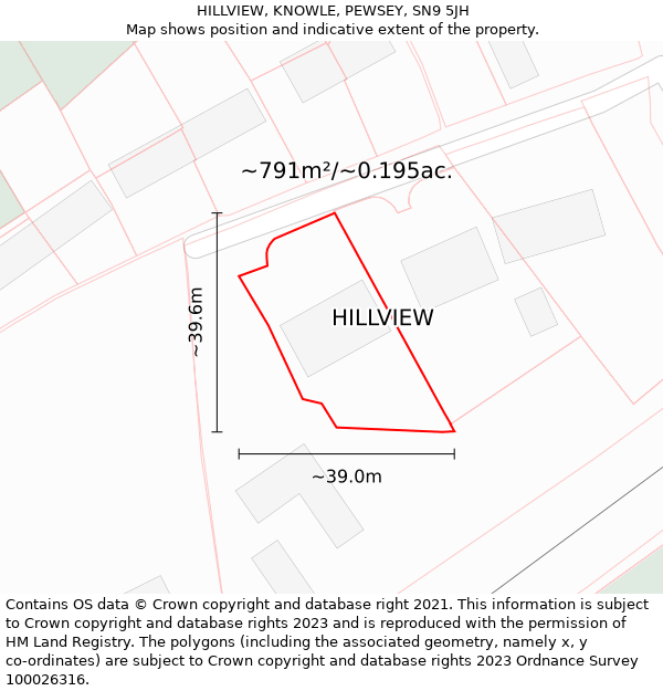 HILLVIEW, KNOWLE, PEWSEY, SN9 5JH: Plot and title map