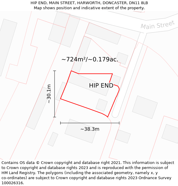 HIP END, MAIN STREET, HARWORTH, DONCASTER, DN11 8LB: Plot and title map