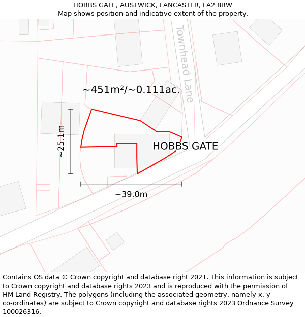 HOBBS GATE, AUSTWICK, LANCASTER, LA2 8BW: Plot and title map