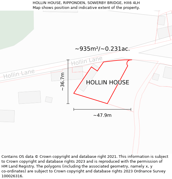 HOLLIN HOUSE, RIPPONDEN, SOWERBY BRIDGE, HX6 4LH: Plot and title map