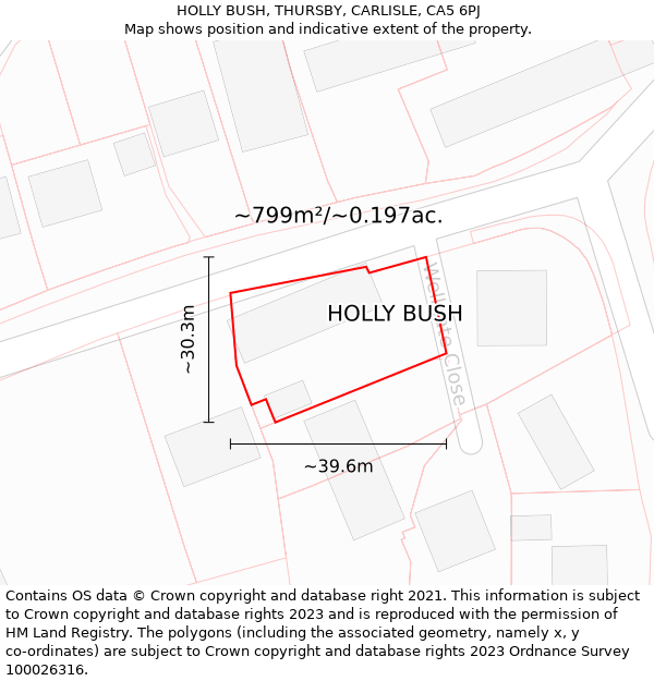 HOLLY BUSH, THURSBY, CARLISLE, CA5 6PJ: Plot and title map