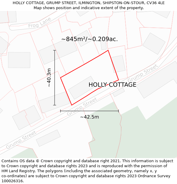 HOLLY COTTAGE, GRUMP STREET, ILMINGTON, SHIPSTON-ON-STOUR, CV36 4LE: Plot and title map