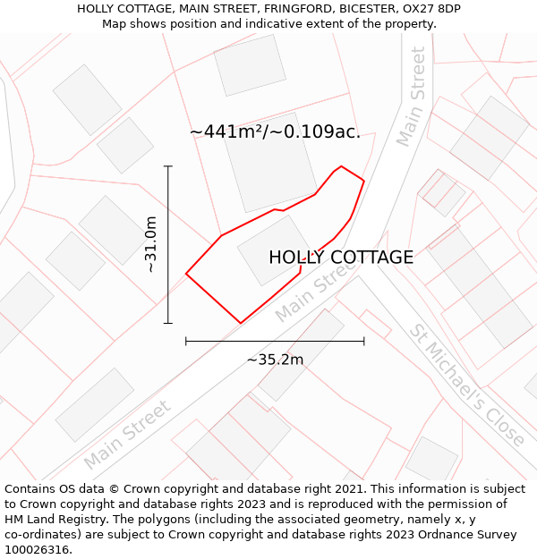 HOLLY COTTAGE, MAIN STREET, FRINGFORD, BICESTER, OX27 8DP: Plot and title map