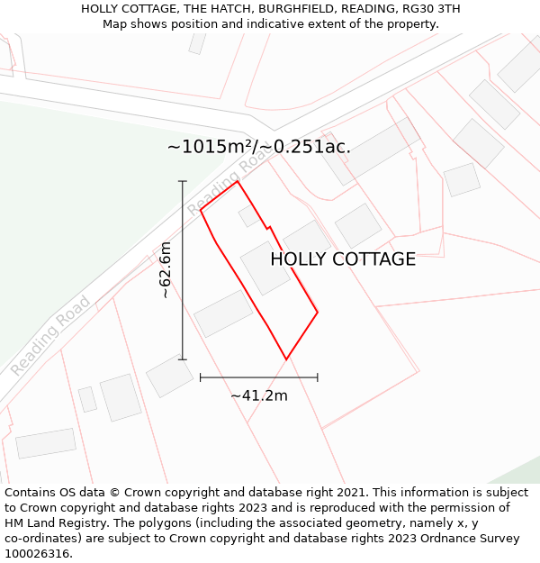 HOLLY COTTAGE, THE HATCH, BURGHFIELD, READING, RG30 3TH: Plot and title map