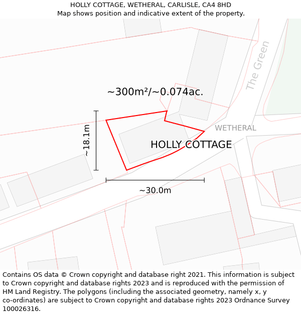 HOLLY COTTAGE, WETHERAL, CARLISLE, CA4 8HD: Plot and title map