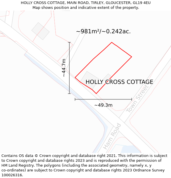 HOLLY CROSS COTTAGE, MAIN ROAD, TIRLEY, GLOUCESTER, GL19 4EU: Plot and title map