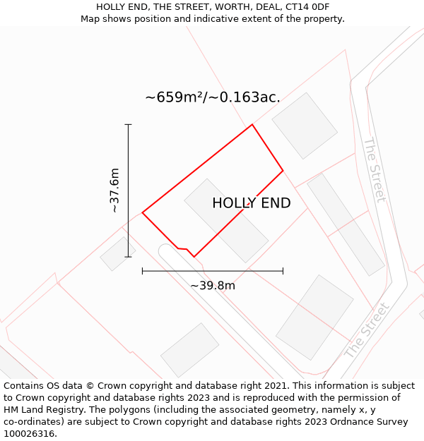 HOLLY END, THE STREET, WORTH, DEAL, CT14 0DF: Plot and title map