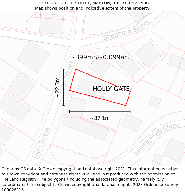 HOLLY GATE, HIGH STREET, MARTON, RUGBY, CV23 9RR: Plot and title map