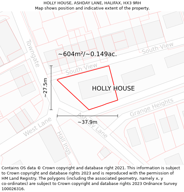 HOLLY HOUSE, ASHDAY LANE, HALIFAX, HX3 9RH: Plot and title map