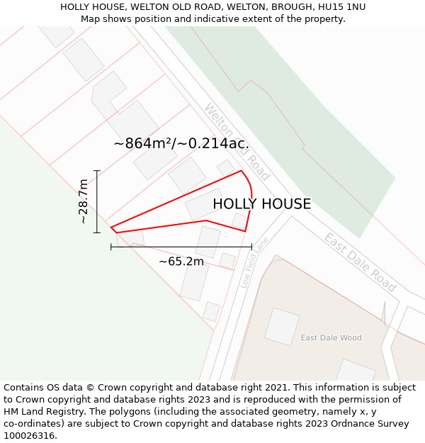 HOLLY HOUSE, WELTON OLD ROAD, WELTON, BROUGH, HU15 1NU: Plot and title map