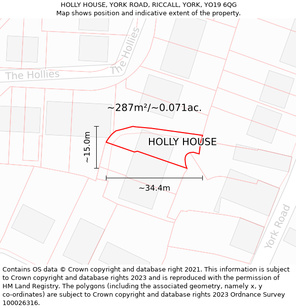 HOLLY HOUSE, YORK ROAD, RICCALL, YORK, YO19 6QG: Plot and title map