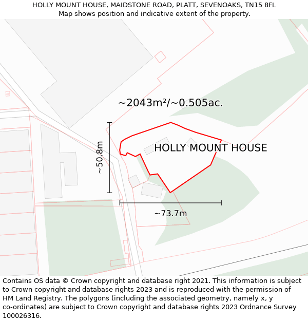 HOLLY MOUNT HOUSE, MAIDSTONE ROAD, PLATT, SEVENOAKS, TN15 8FL: Plot and title map