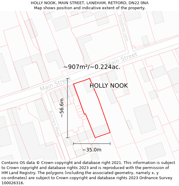 HOLLY NOOK, MAIN STREET, LANEHAM, RETFORD, DN22 0NA: Plot and title map