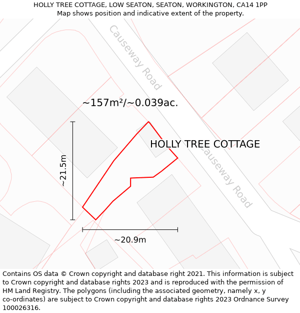 HOLLY TREE COTTAGE, LOW SEATON, SEATON, WORKINGTON, CA14 1PP: Plot and title map