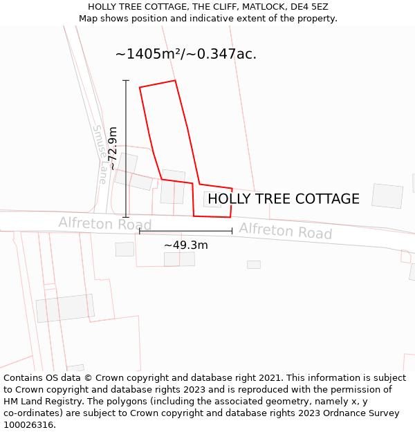 HOLLY TREE COTTAGE, THE CLIFF, MATLOCK, DE4 5EZ: Plot and title map