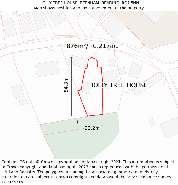 HOLLY TREE HOUSE, BEENHAM, READING, RG7 5NN: Plot and title map