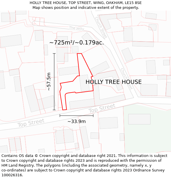 HOLLY TREE HOUSE, TOP STREET, WING, OAKHAM, LE15 8SE: Plot and title map