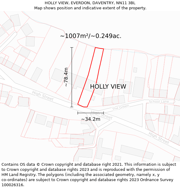 HOLLY VIEW, EVERDON, DAVENTRY, NN11 3BL: Plot and title map