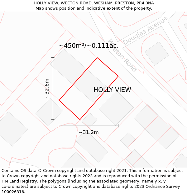 HOLLY VIEW, WEETON ROAD, WESHAM, PRESTON, PR4 3NA: Plot and title map