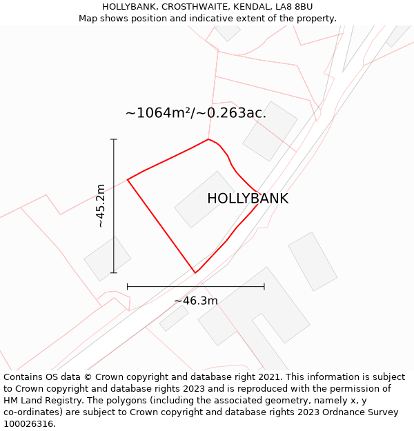 HOLLYBANK, CROSTHWAITE, KENDAL, LA8 8BU: Plot and title map