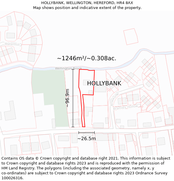 HOLLYBANK, WELLINGTON, HEREFORD, HR4 8AX: Plot and title map