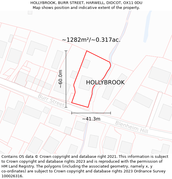 HOLLYBROOK, BURR STREET, HARWELL, DIDCOT, OX11 0DU: Plot and title map