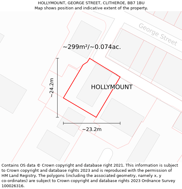HOLLYMOUNT, GEORGE STREET, CLITHEROE, BB7 1BU: Plot and title map
