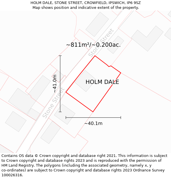 HOLM DALE, STONE STREET, CROWFIELD, IPSWICH, IP6 9SZ: Plot and title map